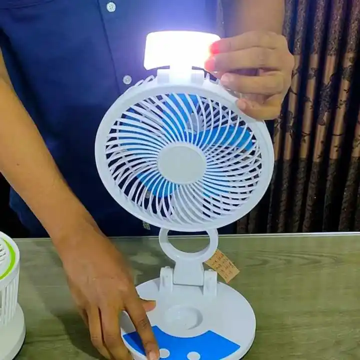 Portable Rechargeable Folding Table Fan with Light (Model: ZT-329)